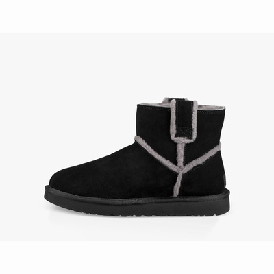 Botas UGG Classic Mini Spill Seam Mulher Pretas | PT-TRFBG